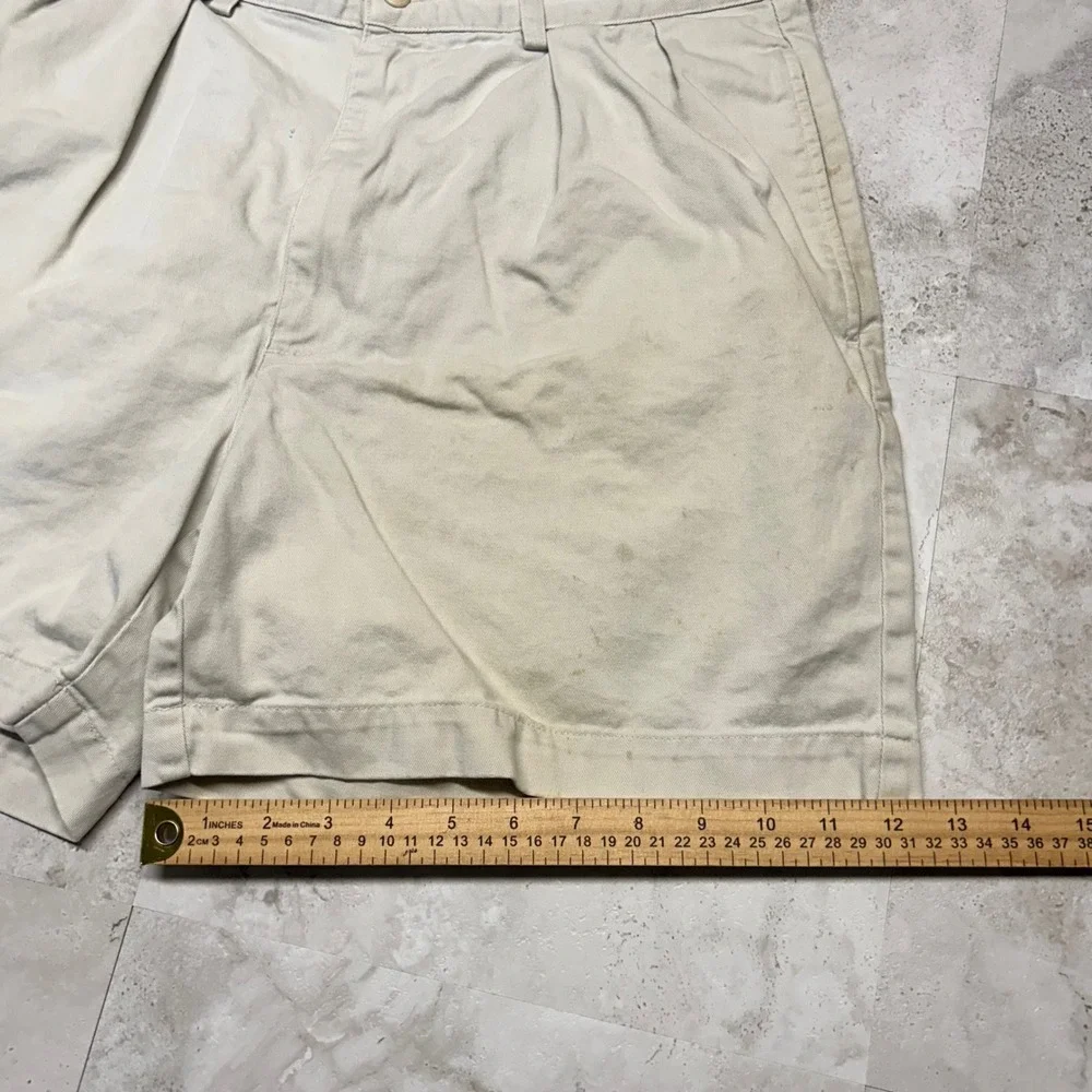 Polo Ralph Lauren Andrew Short Beige Mens 33 Pleated Chino Vintage Made in USA